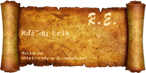 Rády Erik névjegykártya